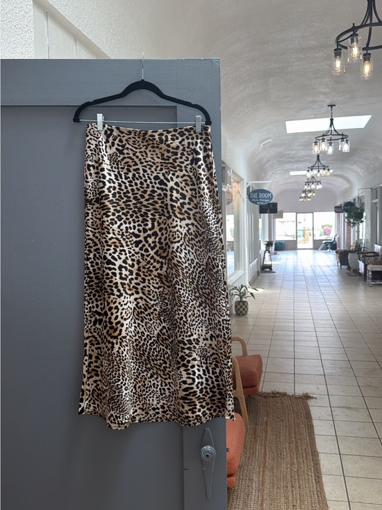 Rachel Zoe Dresses & Skirts - Rachel Zoe Leopard-Print Satin Midi Skirt - Tan & Black